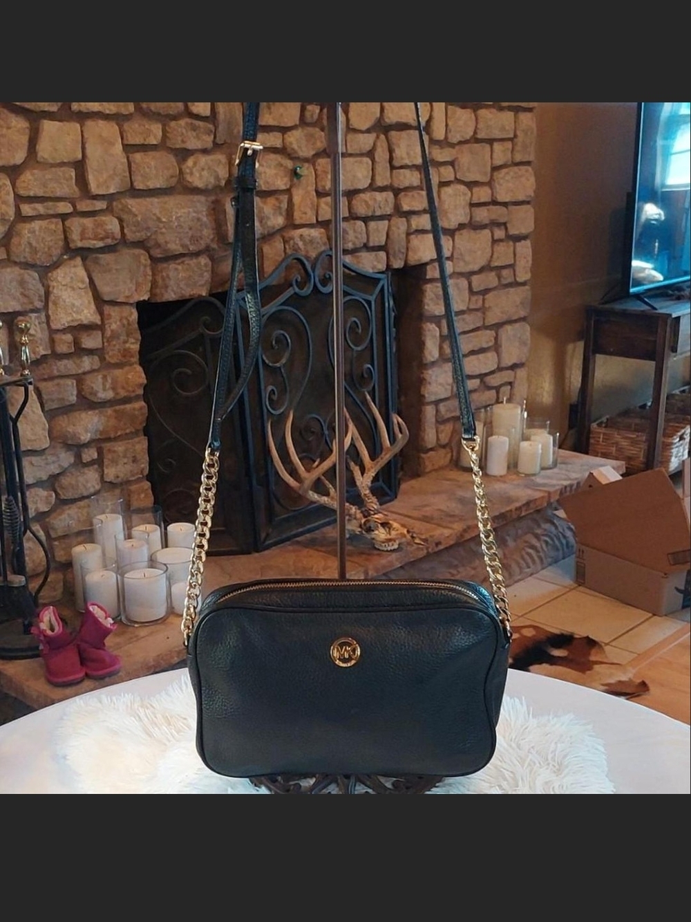 Michael Kors Fulton Large Crossbody Bag Black Leather 2016 Excellent Condition